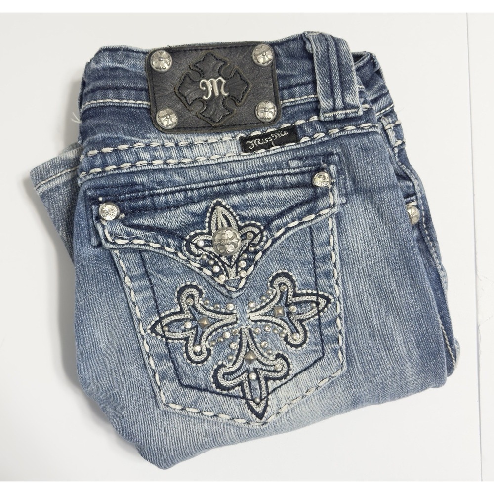 Miss Me Women's Bootcut Jeans Embellished Size 28 Rhinestones Cowgirl Rodeo 30"